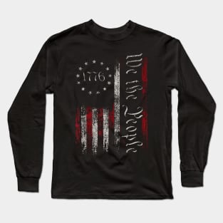 Vintage Old American Flag Patriotic 1776 We The People USA Long Sleeve T-Shirt